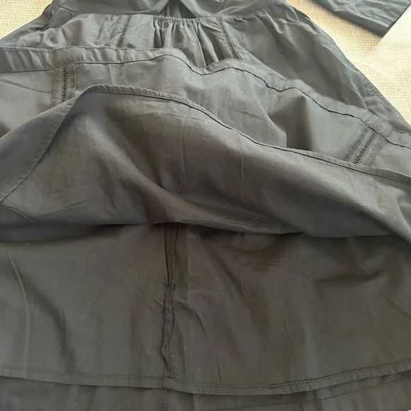 Abercrombie & Fitch Midi Dress Sz M Tall Smocked Waist Flowy Summer Dress Black - Picture 8 of 16